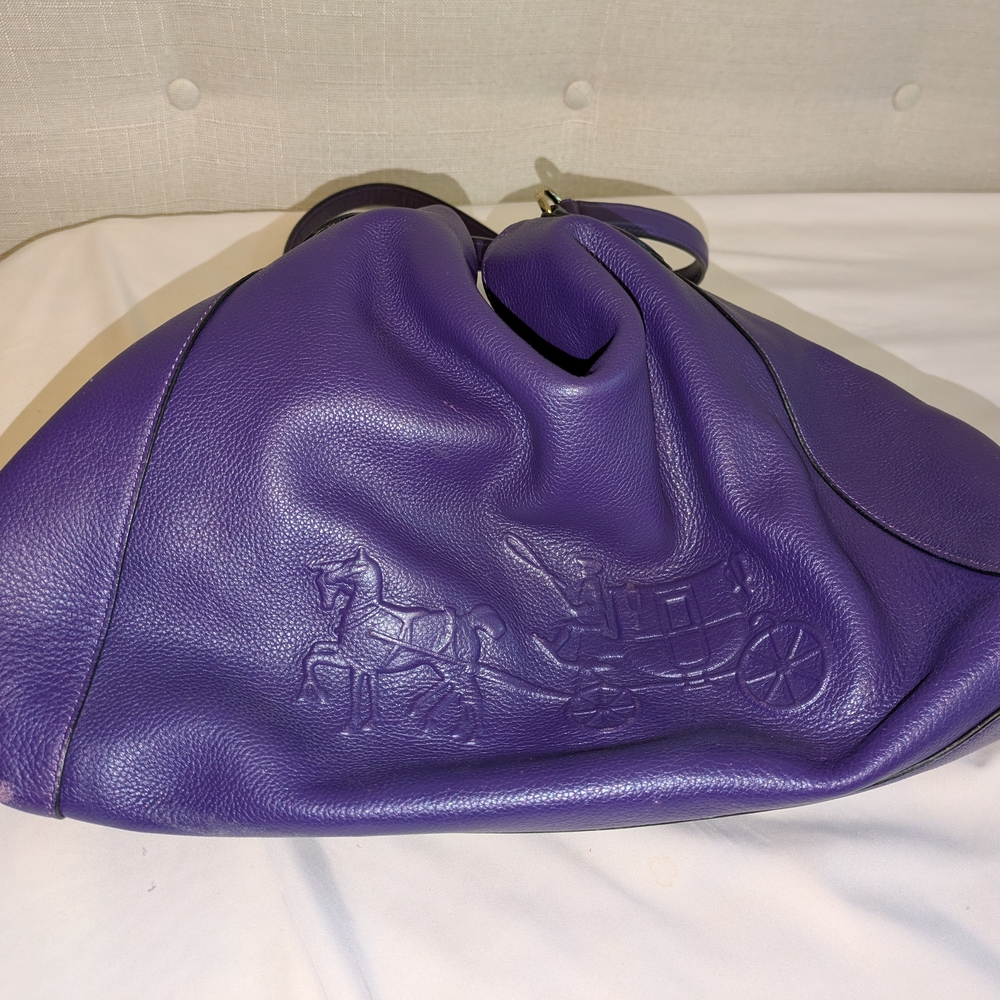 Coach Purple Leather Satchel with Royal Sheen